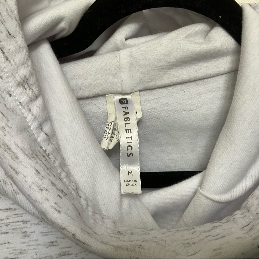 Fabletics Grey, White Patterned Cowl Neck Hooded … - image 3